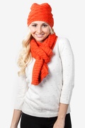 Orange Basketweave Scarf and Hat Set Photo (1)