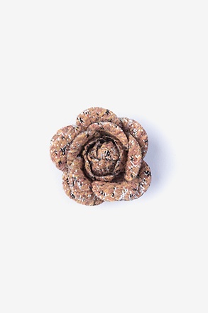 Boucle Tweed Flower Orange Lapel Pin