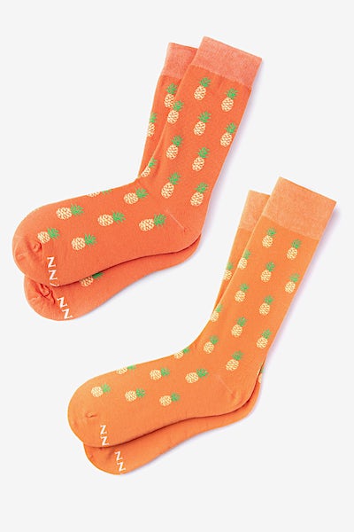 Orange Carded Cotton Pine and Dandy His & Hers Socks | Ties.com