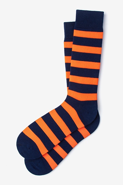 Orange Carded Cotton Rugby Stripe Medium-Large Sock