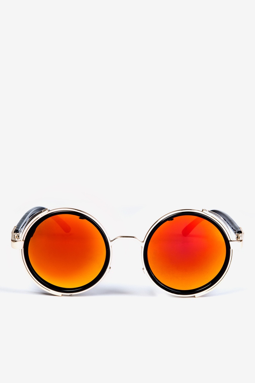 Orange Metal 50\'s Steampunk Orange Revo Mirror Sunglasses