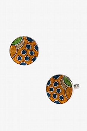 _Stand Out Round Orange Cufflinks_