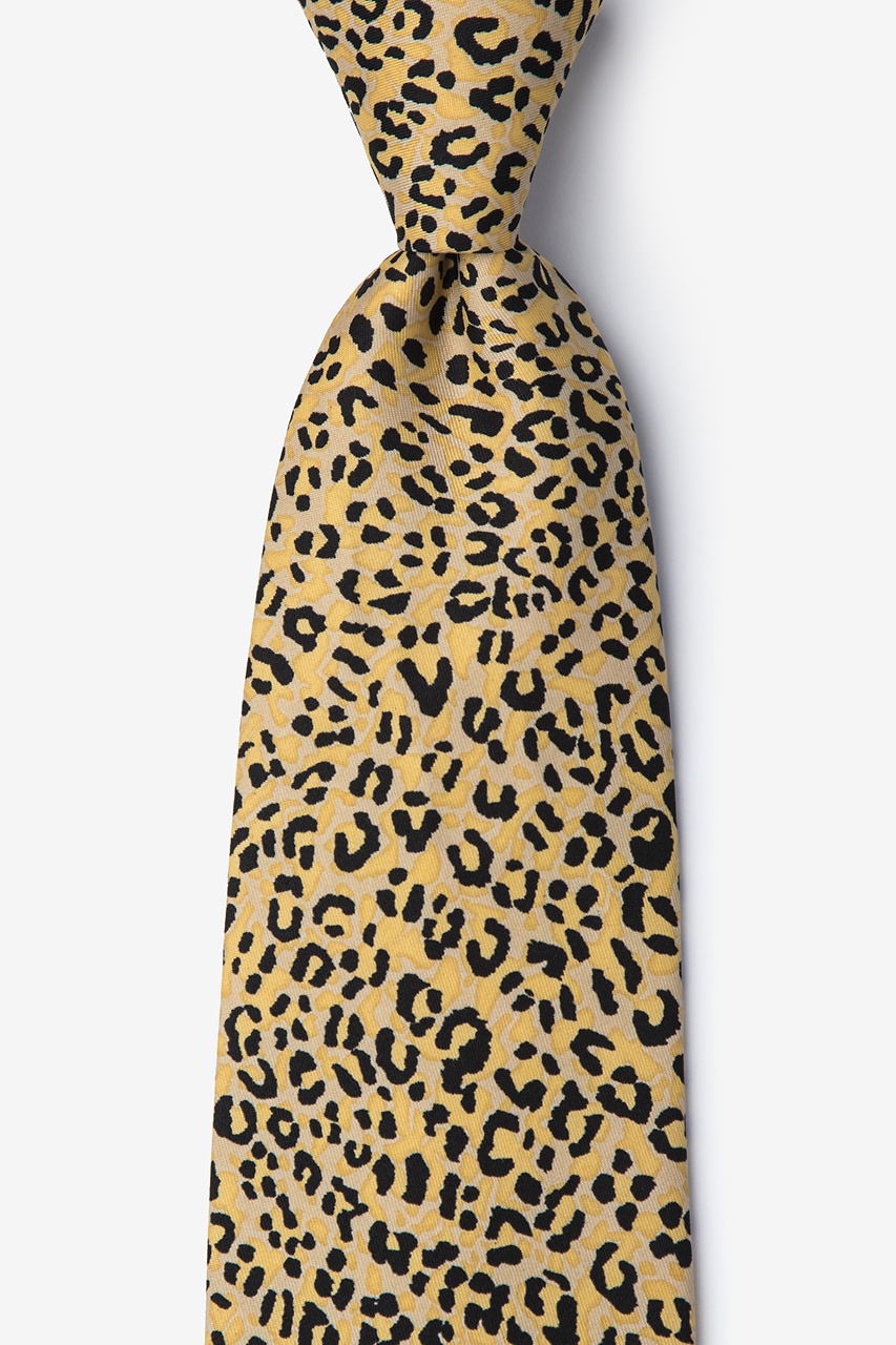 Orange Microfiber Cheetah Animal Print Tie 