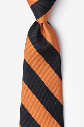 _Orange & Black Stripe Extra Long Tie_