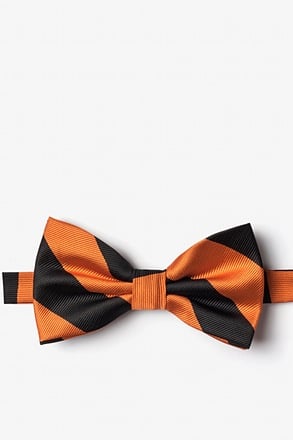 _Orange & Black Stripe Pre-Tied Bow Tie_