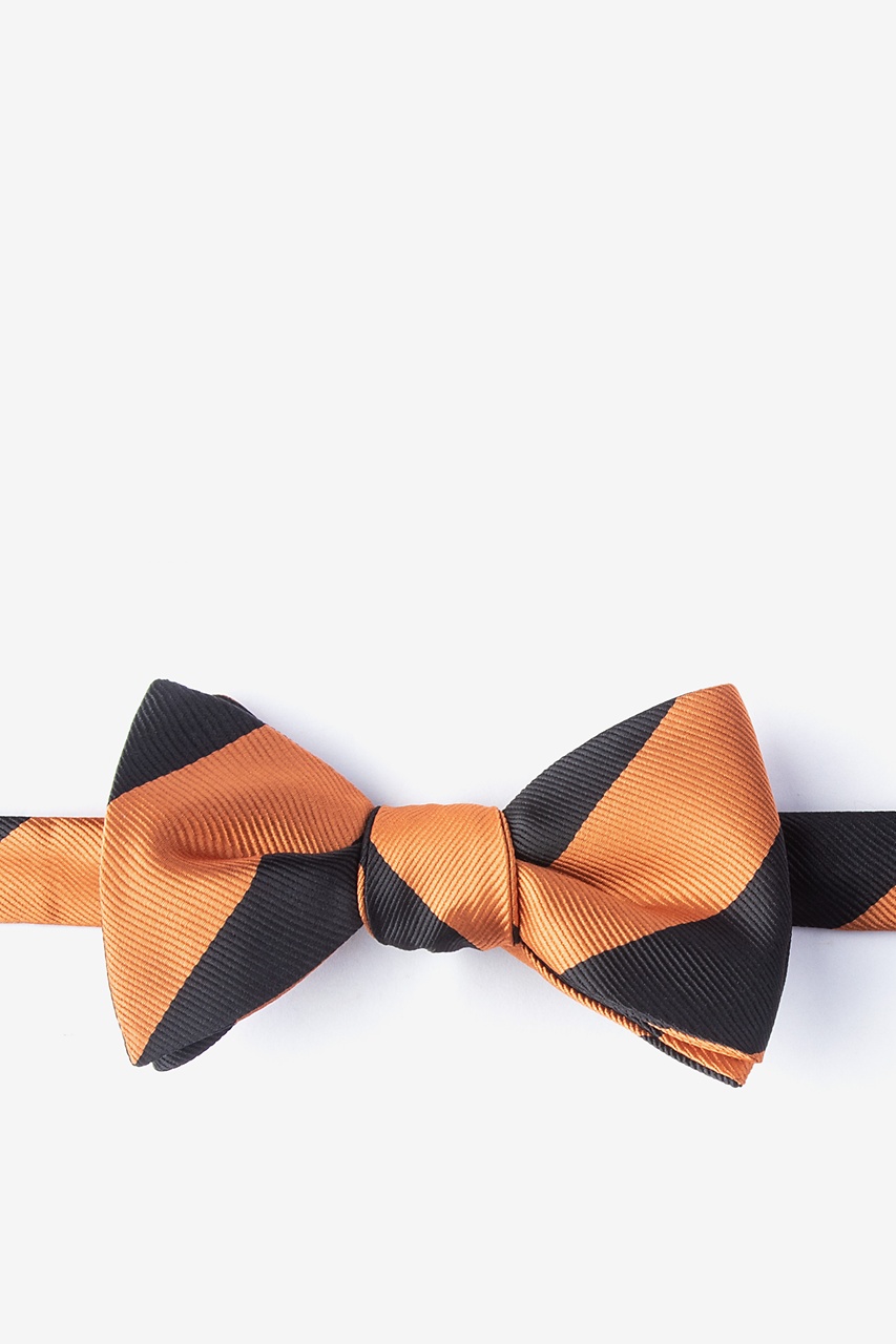 Orange & Black Striped Self-Tie Bow Tie | Casual Bow Tie | Ties.com