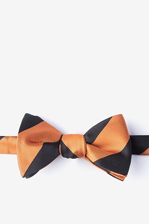 Orange & Black Stripe Self-Tie Bow Tie