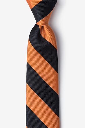 _Orange & Black Stripe Tie For Boys_