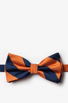 Orange & Navy Stripe Pre-Tied Bow Tie