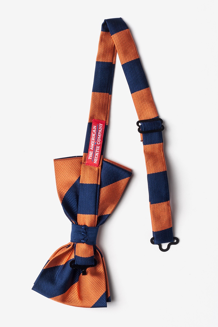 Orange & Navy Stripe Pre-Tied Bow Tie Photo (1)