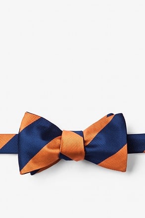 Orange & Navy Stripe Self-Tie Bow Tie