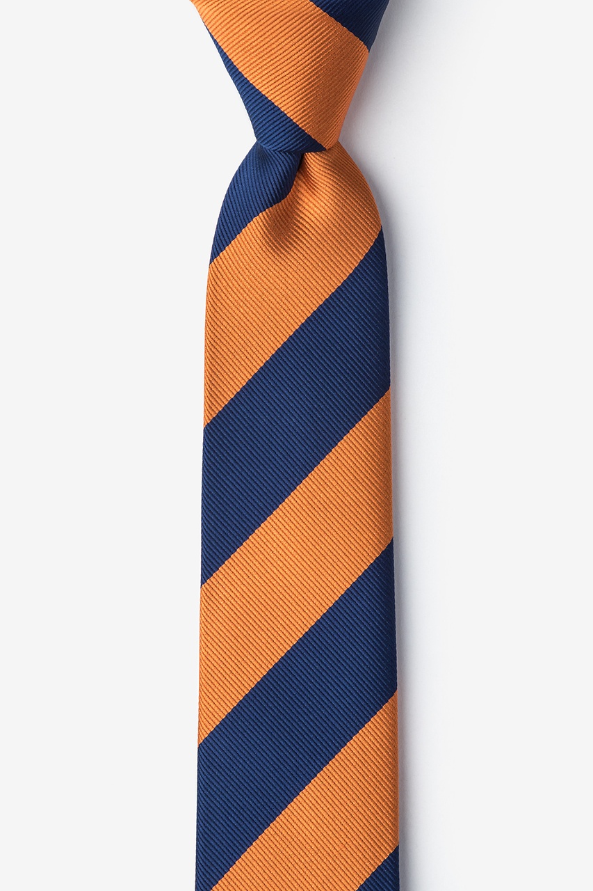 Orange & Navy Stripe Skinny Tie Photo (0)