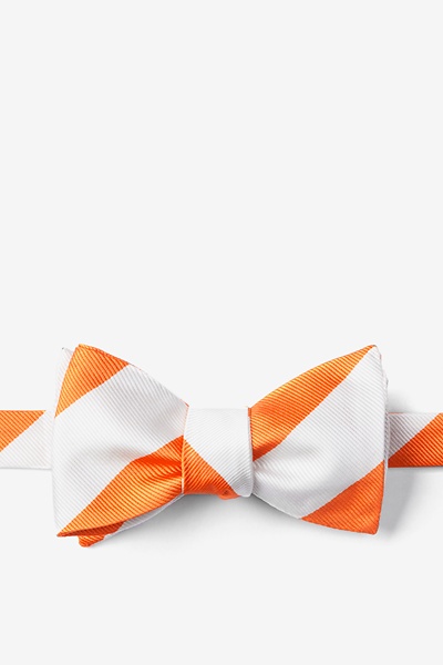Orange Microfiber Orange & White Stripe Self-Tie Bow Tie