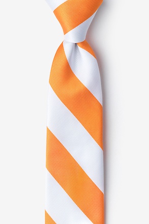 _Orange & White Stripe Tie For Boys_