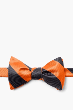 Orange and Black Stripe Self-Tie Bow Tie