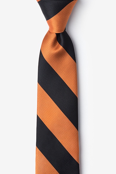 Orange Microfiber Orange & Black Stripe Skinny Tie