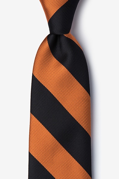 Orange Microfiber Orange & Black Stripe Tie