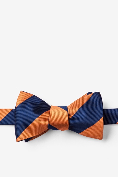 Orange Microfiber Orange & Navy Stripe Self-Tie Bow Tie
