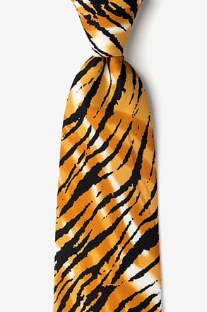 _Tiger Animal Print Orange Tie_
