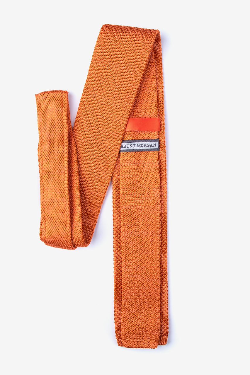 Classic Solid Orange Knit Skinny Tie Photo (1)