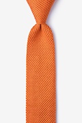 Classic Solid Orange Knit Skinny Tie Photo (0)