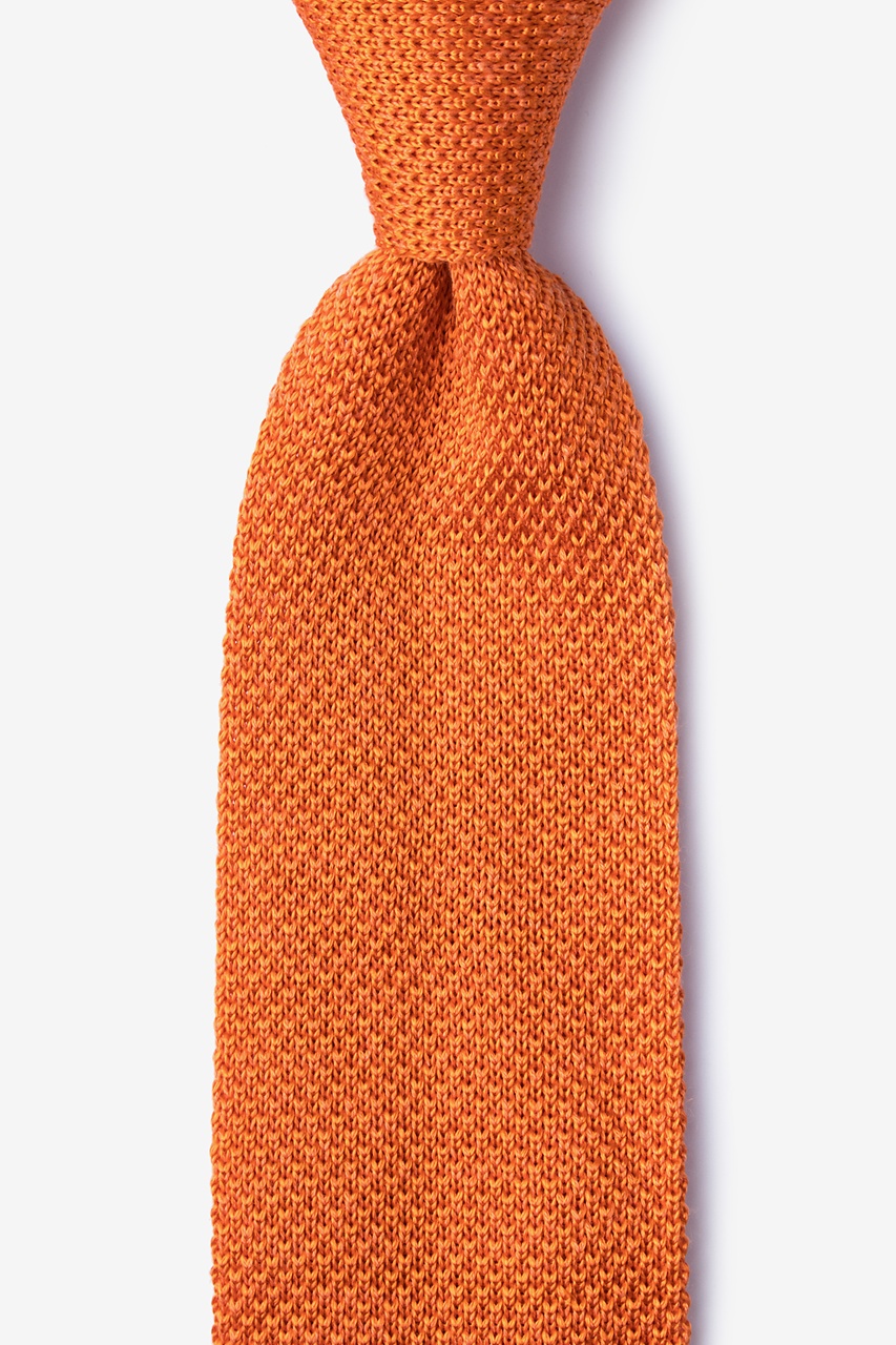 Orange Silk Classic Solid Knit Tie