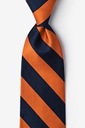Orange and Navy Stripe Extra Long Tie Photo (0)