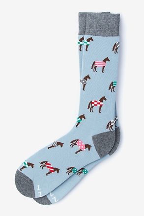 Derby Horse Pale Blue Sock