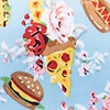 Pale Blue Microfiber Fast Food Floral