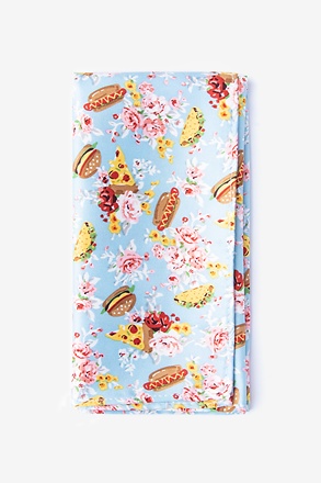 Fast Food Floral Pale Blue Pocket Square