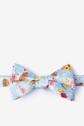 Fast Food Floral Pale Blue Self-Tie Bow Tie