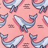 Peach Microfiber Blue Whales Extra Long Tie