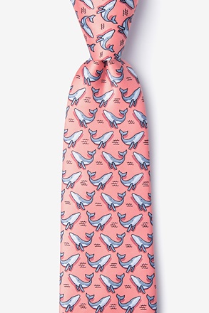 Blue Whales Peach Extra Long Tie