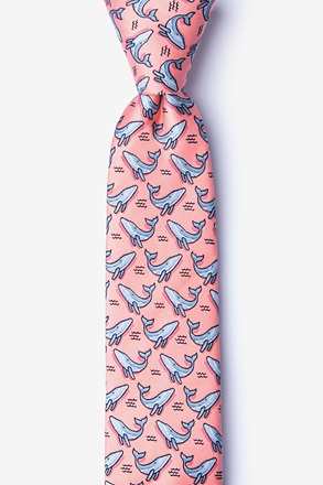 _Blue Whales Peach Skinny Tie_