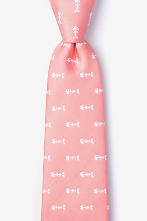 _Fish Bones Peach Extra Long Tie_