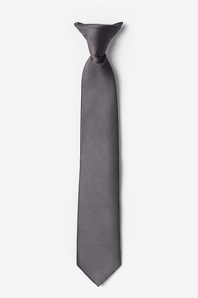 Pewter Microfiber Pewter Clip-on Tie For Boys
