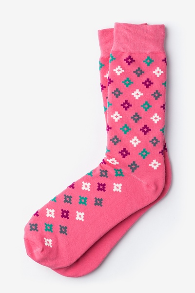 Pink Carded Cotton Alamitos Medium-Large Sock