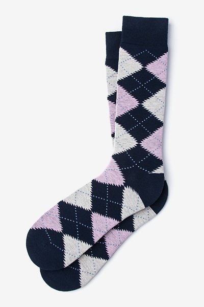 Pink Carded Cotton Argyle Assassin Medium-Large Sock