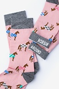 Derby Horse Pink Women's Sock Photo (2)