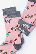 Derby Horse Pink Women's Sock Photo (1)