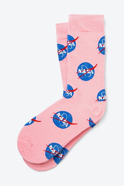 Pink Carded Cotton NASA Meatball Women's Sock | Ties.com