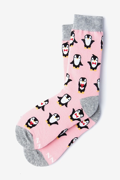 Pink Carded Cotton Penguin are Chill Small-Medium Sock