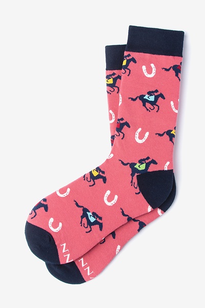 Pink Carded Cotton Talk Derby to Me Small-Medium Sock