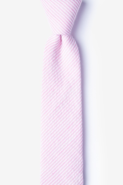 Pink Cotton Cheviot Skinny Tie