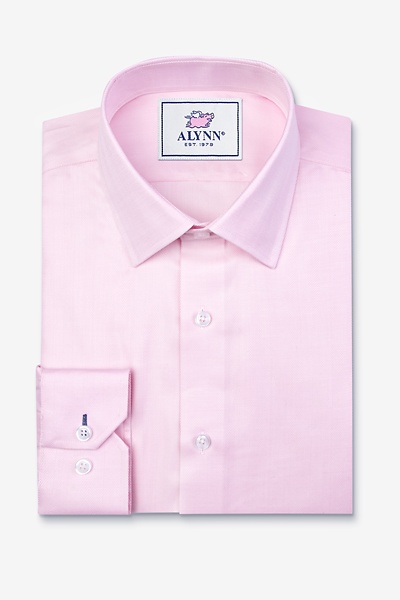 Pink Cotton Oliver Herringbone Dress Shirt | Ties.com