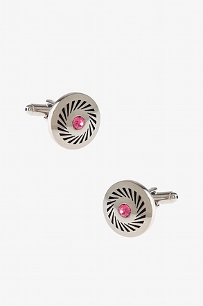 Rhinestone Wheel Pink Cufflinks