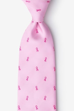 _Breast Cancer Ribbon Pink Extra Long Tie_