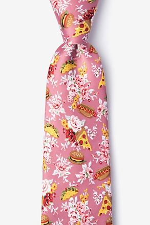 _Fast Food Floral Pink Tie_