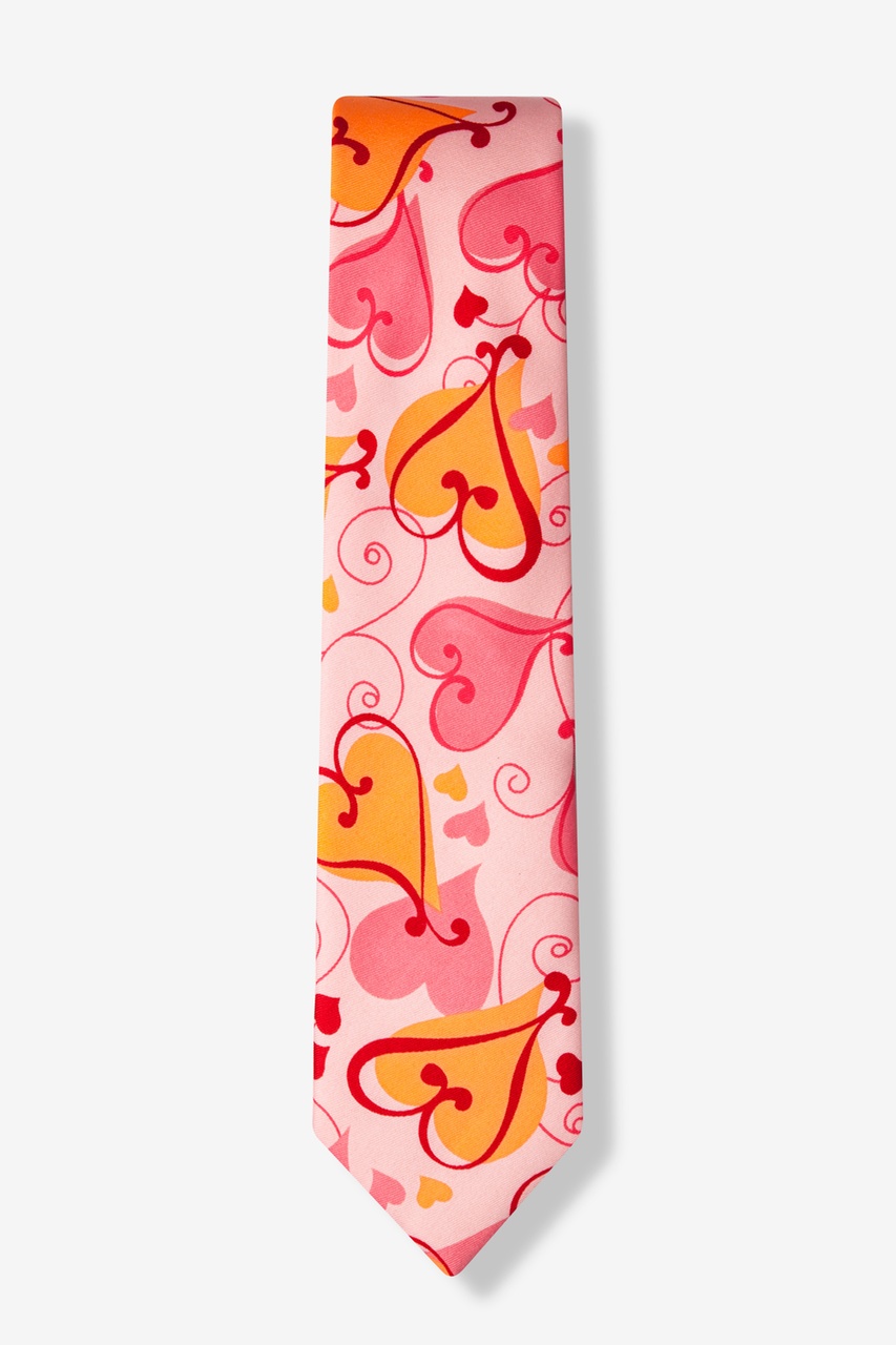 Pink Microfiber Lots of Love Skinny Tie Pink Microfiber Lots of Love Skinny Tie
