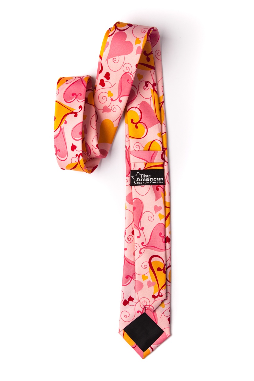 Pink Microfiber Lots of Love Skinny Tie